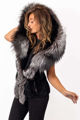 Women's exclusive alpaca Vest with Silver Fox